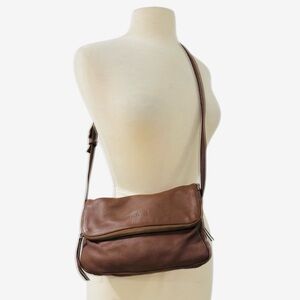 Agnes B. lamb leather Brown Crossbody Bag